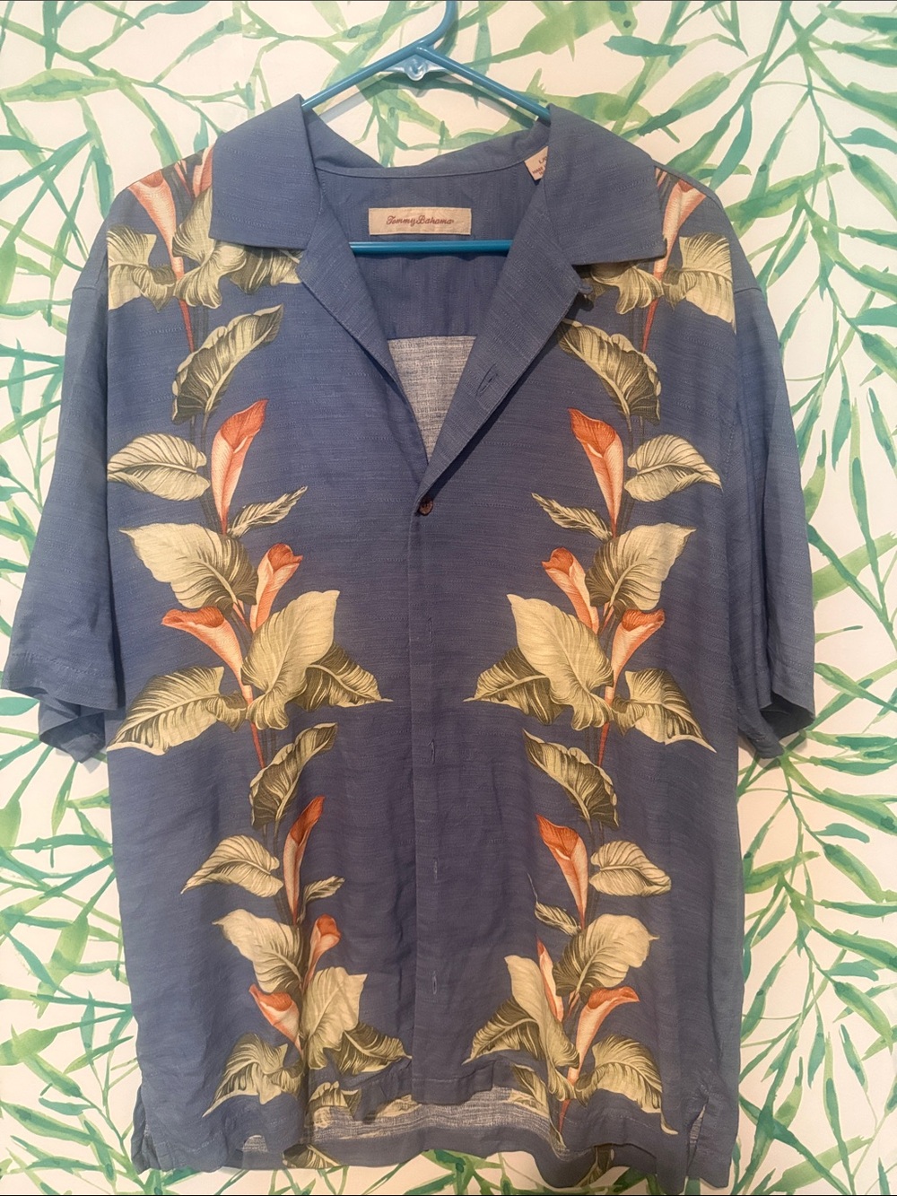 Tommy Bahama Blue Tropical Floral Camp Shirt